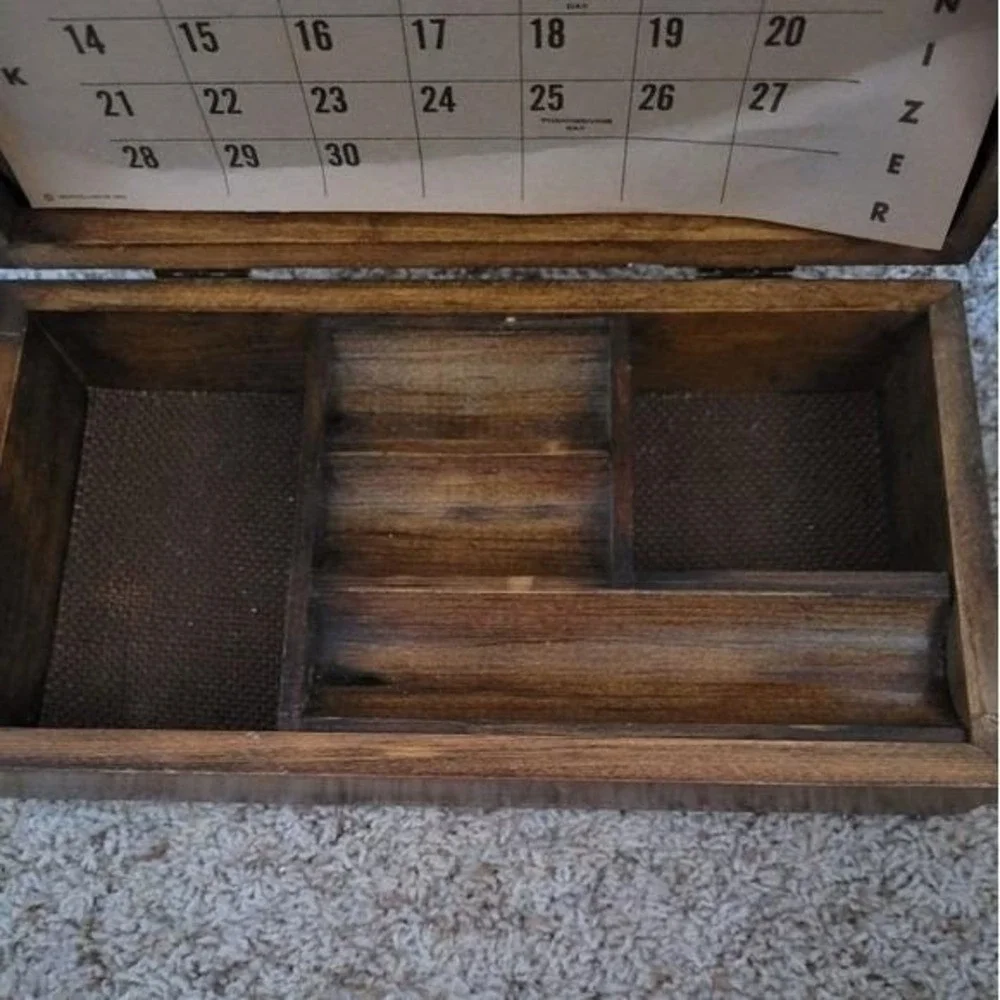 Vintage Wood Classics Dentist Desk Organizer Box Mirror Calendar‎ 1976